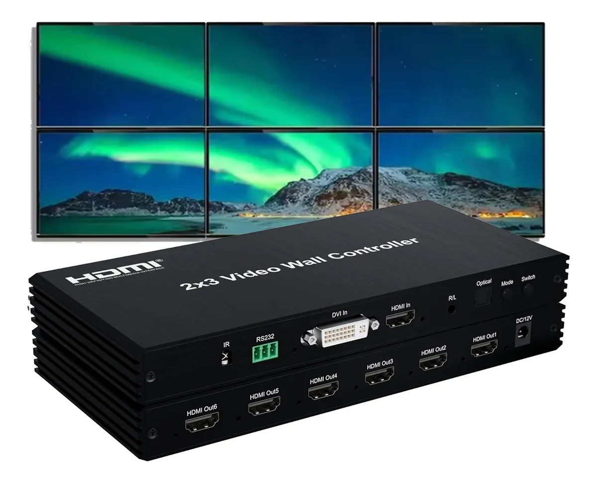 Vídeo Wall Hdmi 2x3 Hdmi 1080P 6 Telas