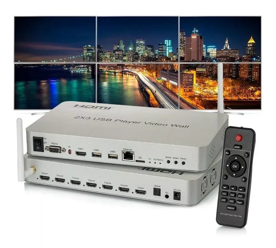 Controlador De Vídeo Wall 2x3 Usb,hdmi- 4k2k- Hdvw2x3-m