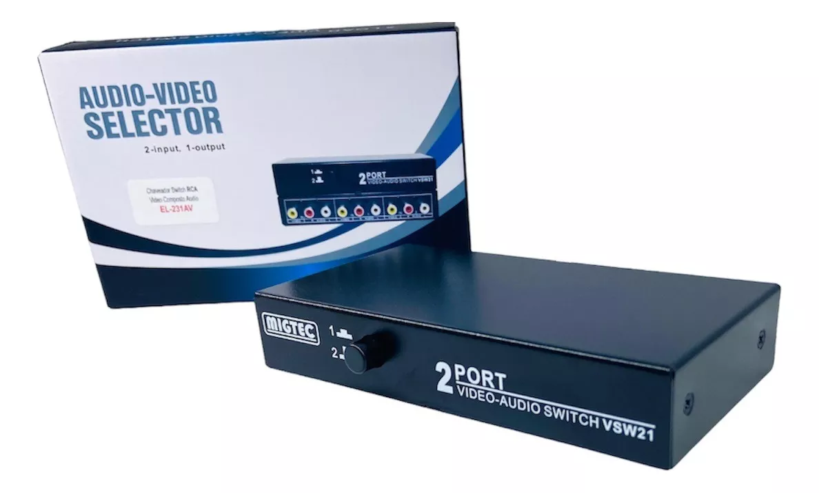 Chaveador RCA Video Composto Audio 2 entradas 1 saída MT231AV