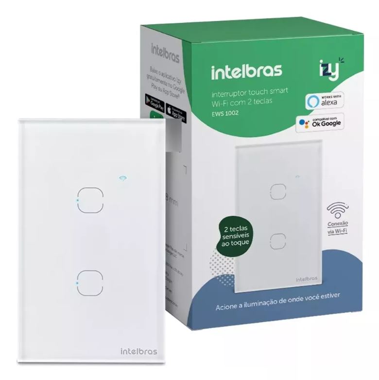 Interruptor Tomada 2 Teclas Smart Branco Touch Ews 1001 Intelbras