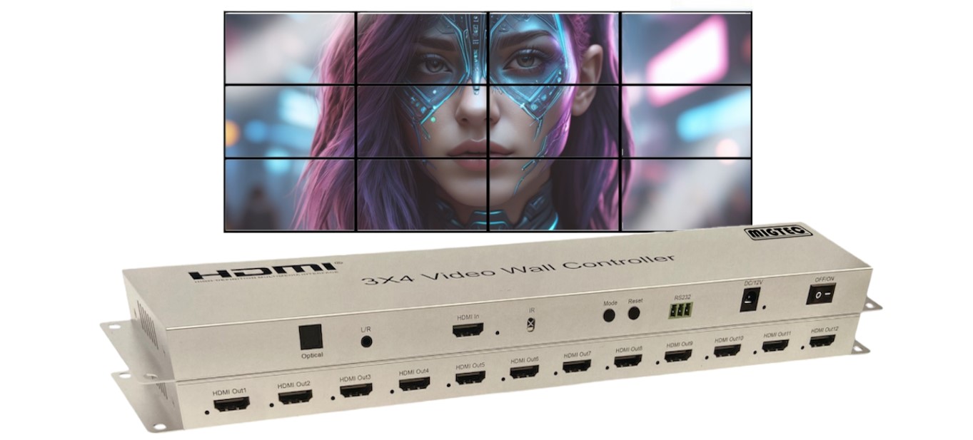 CONTROLADOR DE VÍDEO WALL 3X4 12 TELAS - HDVW3X4