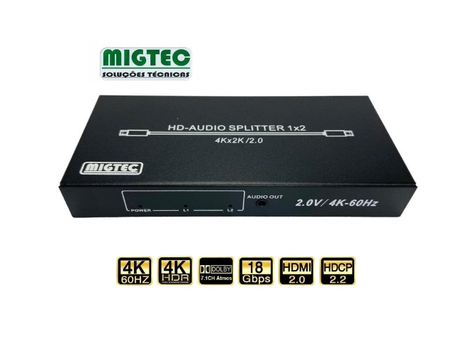 Distribuidor Divisor Splitter HDMI 2.0 4k 60HZ 1x2 4kdk102 2.0