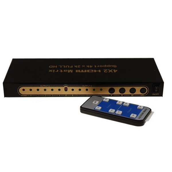 Matrix HDMI 4X2 4K2K com audio P2 e Toslink - 4KEL402