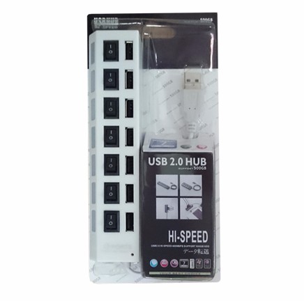 Hub Usb Com Chave Seletora 7 Portas Usb 2.0 Branco - EL7UCB