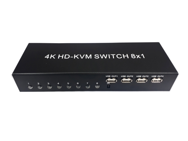 Chaveador KVM 8 portas HDMI 4K + cabos USB - EL308