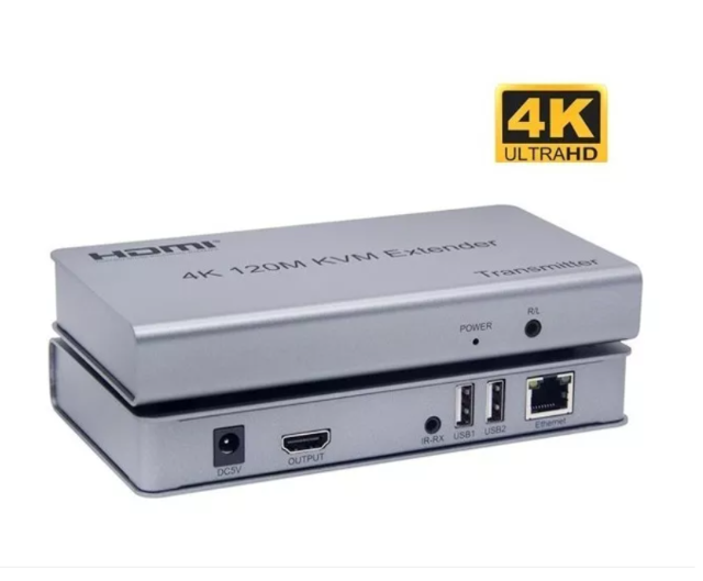 Extensor HDMI 120 metros KVM cat5 ou cat6 RJ45 1 Via HDES120-KVM