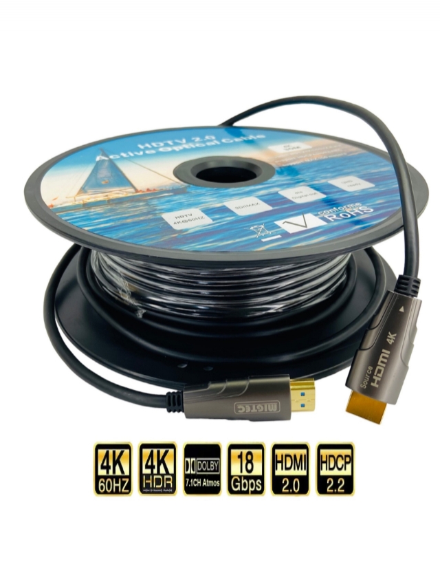 Cabo HDMI 2.0 - 30 metros FIBRA Óptica 4Kx2K 60Hz Ultra HDR - CHF4K30