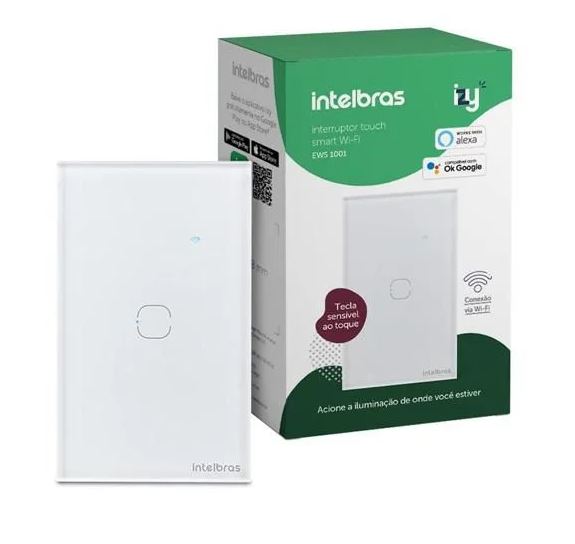 Interruptor Tomada 1 Tecla Smart Branco Touch Ews 1001 Intelbras